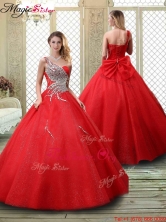 Classical One Shoulder Prom Dresses with Beading in Red YCQD058FOR