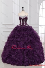 Dark Purple Sweetheart Quinceanera Dress with Appliques and Ruffles FFQD0103FOR
