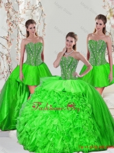Detachable Beading and Ruffles Quince Dresses in Spring Green for 2015 QDDTA1001-6FOR