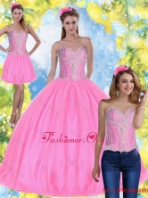 Discount Ball Gown Pink 2015 Quinceanera Dresses with Beading SJQDDT52001FOR