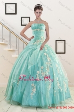 Discount Blue Quinceanera Dresses with Appliques for 2015 XFNAO685FOR