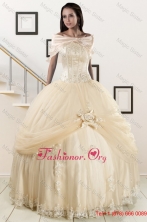 Elegant Appliques 2015 Champagne Quinceanera Dress with Wraps XFNAO121AFOR