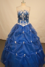 Elegant Ball Gown Strapless Floor-length Royal Blue Organza Quinceanera dress Style FA-L-172