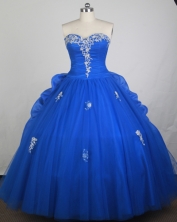 Elegant Ball Gown Sweetheart Neck Floor-length Blue Quinceanera Dress LZ426005 
