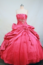 Elegant Ball gown Strapless Floor-length Appliques Taffeta Quinceanera Dresses Style FA-C-093