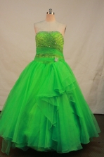 Pretty Ball Gown Strapless Floor-length Spring Green Organza Quinceanera dress Style LJ42469