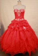 Exclusive Ball Gown Sweetheart Floor-length Red Organza Embroidery Quinceanera dress Style FA-L-142