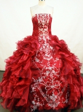 Gorgeous Ball Gown Floor-length Red Organza Embroidery Quinceanera Dress Style FA-L-109