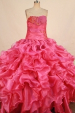 Gorgeous Ball Gown Strapless Floor-length Hot Pink Organza Appliques Quinceanera dress Style FA-L-331