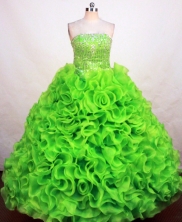 Gorgeous Ball Gown Strapless Floor-length Spring Green Organza Quinceanera Dress Style FA-L-105