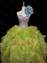 Luxurious Ball Gown Quinceanera Dresses with Sequins and Ruffles in Yellow Green SWQD006-2FOR