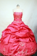 Luxurious Ball gown Strapless Floor-length Taffeta Embroidery Quinceanera Dresses Style FA-C-103