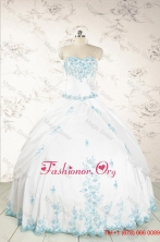 Modest Appliques Quinceanera Dresses in White for 2015 FNAO093FOR