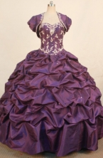 Modest Ball Gown Sweetheart Floor-length Dark Purple Quinceanera dress Style FA-L-334