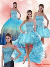 Multi Color Sweetheart Quinceanera Dress with Ruffles and Beading QDZY109TZA2FOR