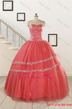 New Style Watermelon Quinceanera Dresses with Beading for 2015 FNAO802FOR