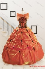 Orange Red and Black Sweetheart Appliques Quinceanera Dresses with Wraps FNAO035AFOR
