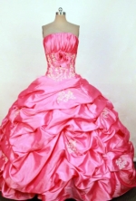 Perfect Ball Gown Strapless Floor-length Taffeta Appliques Quinceanera dress Style FA-L-287