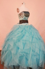 Popular Ball Gown Strapless Floor-length Aqua Blue Organza Quinceanera dress Style FA-L-303