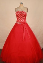 Pretty A-line Strapless Floor-length Quinceanera Dresses  Beading Style FA-Z-0340