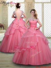 Pretty Backless Quinceanera Dresses with Beading and Hand Made Flowers  YCQD081FOR