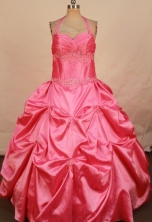 Pretty Ball Gown Halter Top Floor-length Quinceanera Dresses Appliques with Beading Style FA-Z-0330