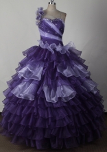 Pretty Ball Gown One Shoulder Neck Floor-length Quinceanera Dress LJ2641