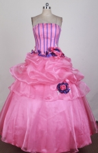 Pretty Ball Gown Strapless Floor-length Hot Pink Quinceanera Dress X0426028