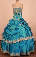 Pretty Ball Gown Strapless Floor-length Quinceanera Dresses Appliques Style FA-Z-0345
