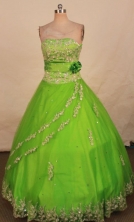 Pretty Ball Gown Strapless Floor-length Quinceanera Dresses Appliques with Beading Style FA-Z-0329