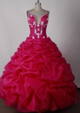 Pretty Ball Gown Straps Floor-length Hot Pink Quinceanera Dress LJ2642