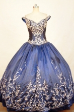 Romantic Ball Gown Off The Shoulder Floor-length Navy Blue Quinceanera dress Style FA-L-292