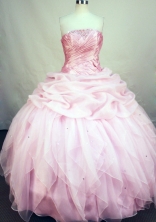 Romantic Ball Gown Strapless Floor-length Baby Pink Organza Quinceanera Dress Style FA-L-156
