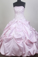 Romantic Ball Gown Strapless Floor-length Baby Pink Quinceanera Dress LZ426067  