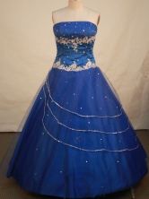 Romantic Ball Gown Strapless Floor-length Royal Blue Embroidery Quinceanera dress Style FA-L-134