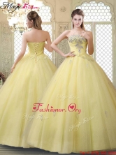 Romantic Strapless Quinceanera Gowns with Appliques and Beading for Fall YCQD082FOR