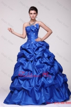 Strapless Beading and Pick-ups Taffeta Quinceanera Dress in Blue FFQD053FOR