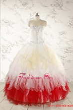 Unique Multi Color Sweetheart Ruffled Quinceanera Dresses wth Beading FNAOA11FOR