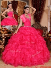 2016 Fashionable Beading Coral Red Quinceanera Gowns with Sweetheart QDZY032EFOR