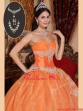 2016 Gorgeous Orange Red Quinceanera Gowns with Beading and Appliques QDZY308CFOR