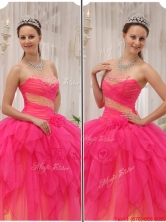 2016 Luxurious Beading Strapless Quinceanera Gowns in Hot Pink QDZY370CFOR 