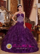 Cusco Peru Princess Beaded Decorate Sweetheart Popular Purple wholesale Quinceanera Dress with Tulle Ruffles for Formal Evening Style QDZY622FOR