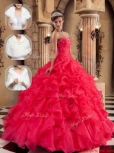 Elegant Beading and Ruffles Sweet 16 Dresses in Coral Red QDZY034-2EFOR