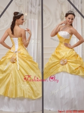 Gorgeous 2016 Yellow Strapless Quinceanera Gowns with Beading QDZY366DFOR