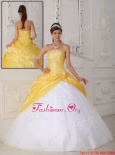 Gorgeous Ball Gown Appliques and Hand Made Flower Quinceanera Dresses QDZY462AFOR