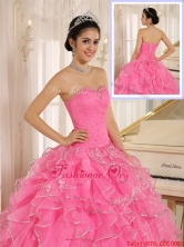 Gorgeous Ruffles and Beading Rose Pink Quinceanera Dresses ZY744AFOR