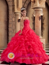Huaral Peru Sun City Perfect Ruched Bodice and Beaded Decorate Bust For wholesale Quinceaners Dress With Ruffles Layered For 2013 Spring Style QDZY293FOR 