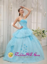 2013 Bayamon Puerto Rico Inexpensive Light Blue Sweethear Sweet 16 Dress For Quinceanera Gown Wholesale  Style QDZY300FOR