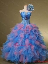 2015 Beautiful Strapless Quinceanera Dresses with Hand Made Flowers and Beading SWQD001-2FOR