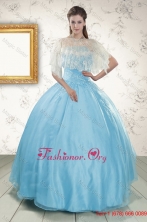 2015 Discount Baby Blue Strapless Quinceanera Dress with Beading XFNAO046AFOR